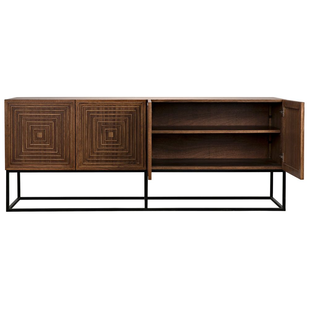 Lanon Sideboard with Iron Base, Dark Walnut by NOIR