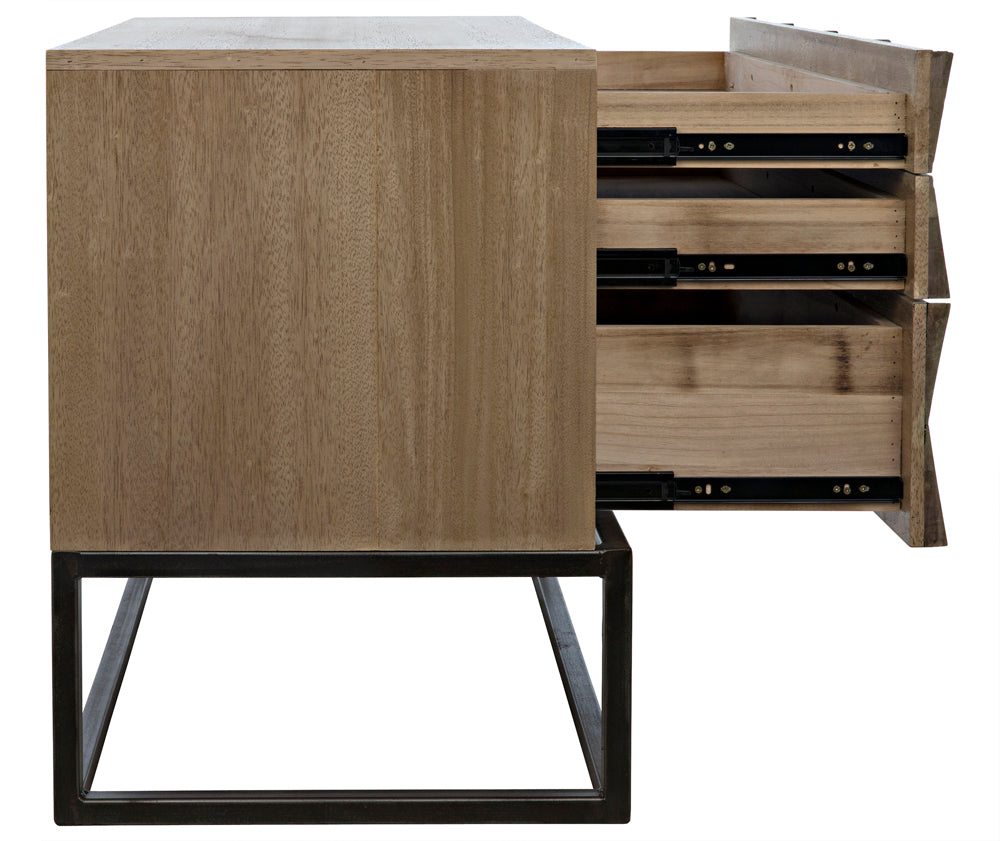 Draco Sideboard with Iron Stand, Washed Walnut by NOIR