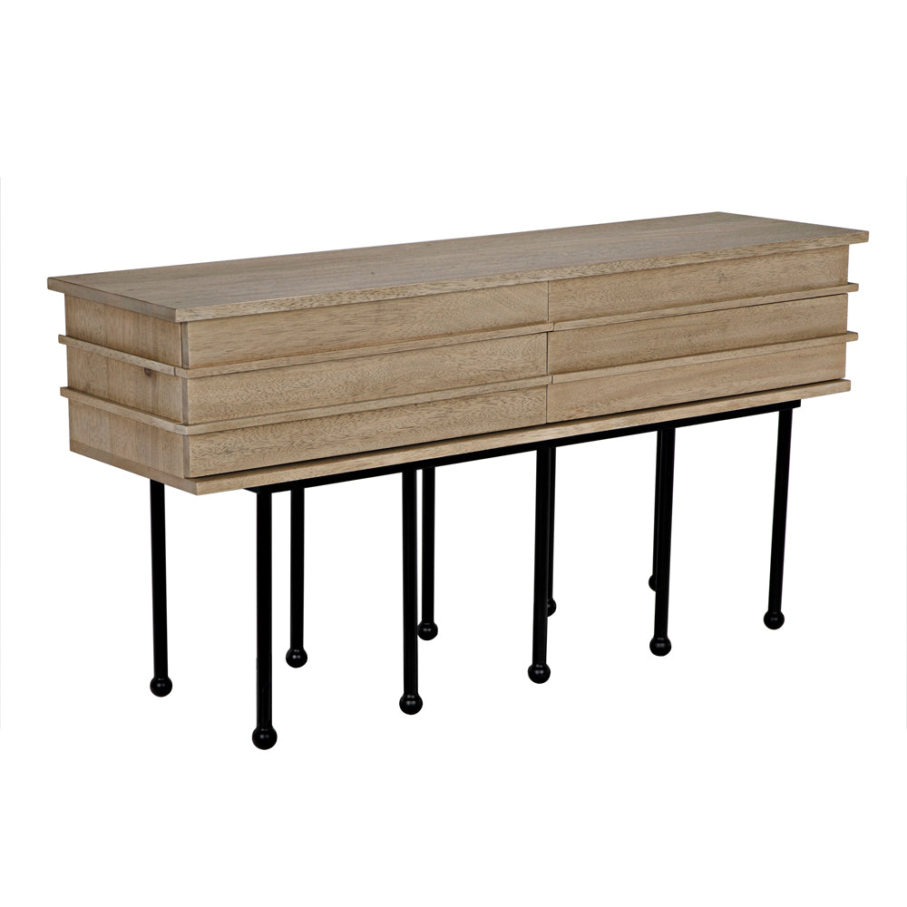 Oliver Console, Washed Walnut by NOIR