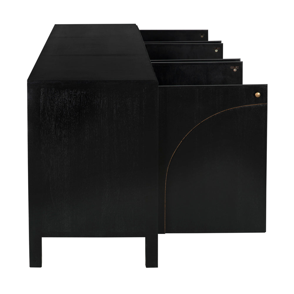 Weston Sideboard, Hand Rubbed Black with Light Brown Trim by NOIR
