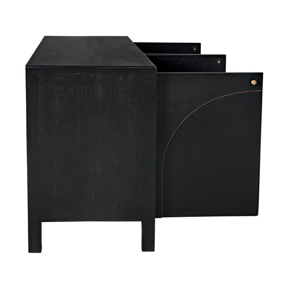 Weston Sideboard, Hand Rubbed Black with Light Brown Trim by NOIR