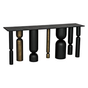 Figaro Console, Black Metal and Aged Brass Finish by NOIR