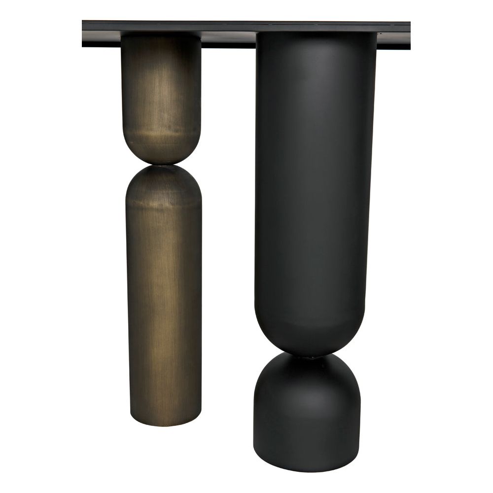 Figaro Console, Black Metal and Aged Brass Finish by NOIR