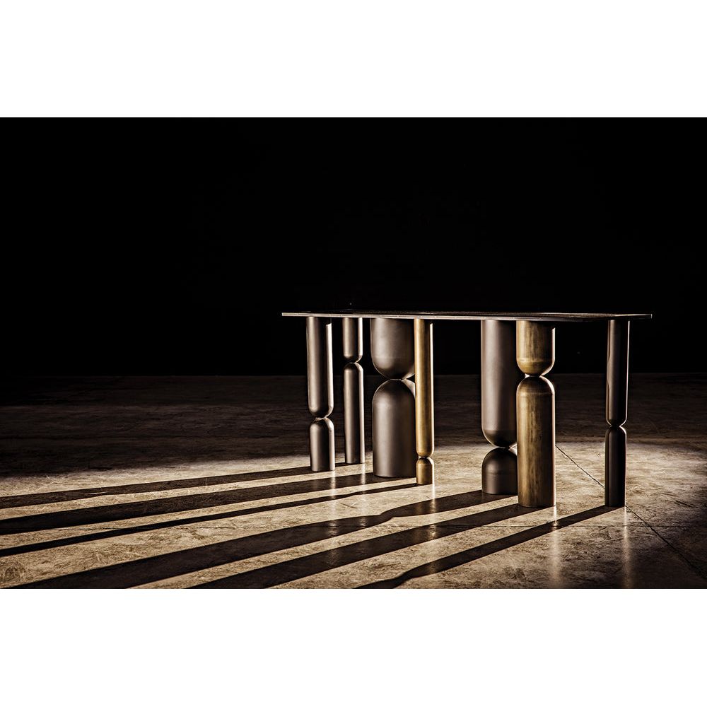 Figaro Console, Black Metal and Aged Brass Finish by NOIR