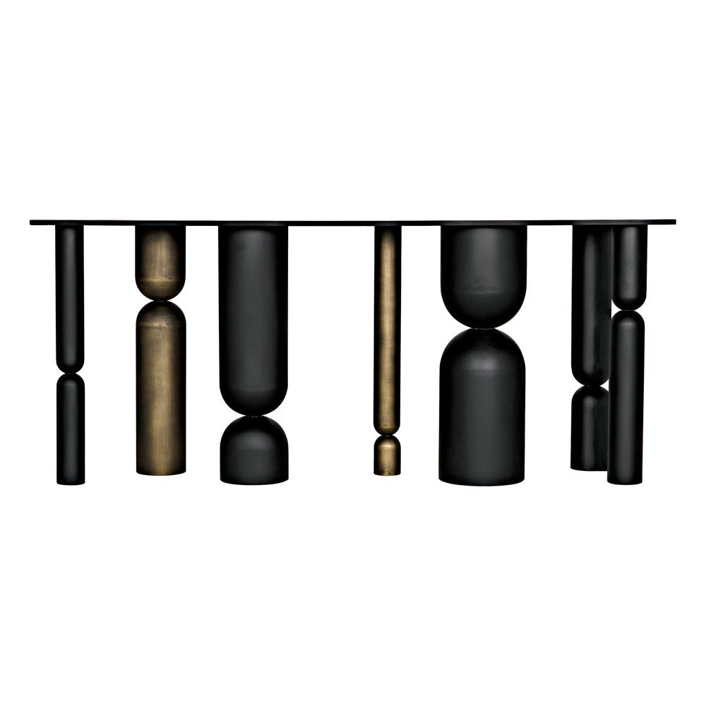 Figaro Console, Black Metal and Aged Brass Finish by NOIR