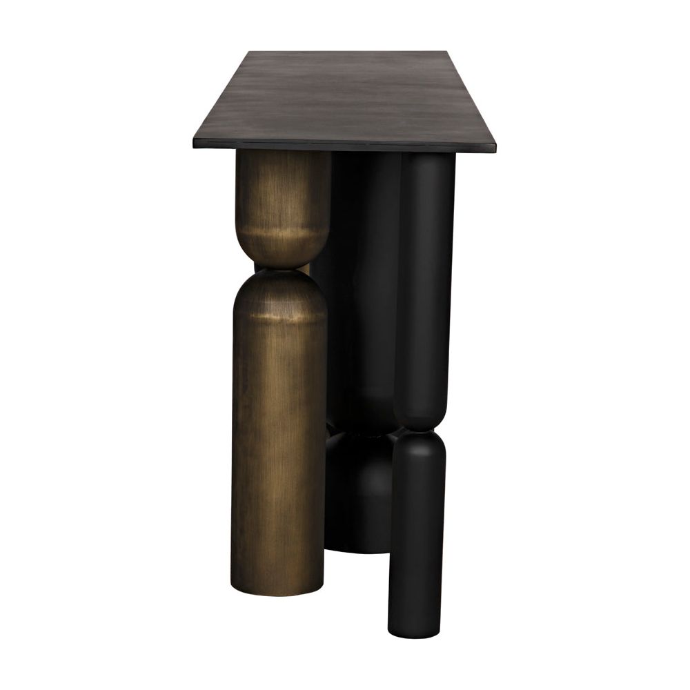 Figaro Console, Black Metal and Aged Brass Finish by NOIR