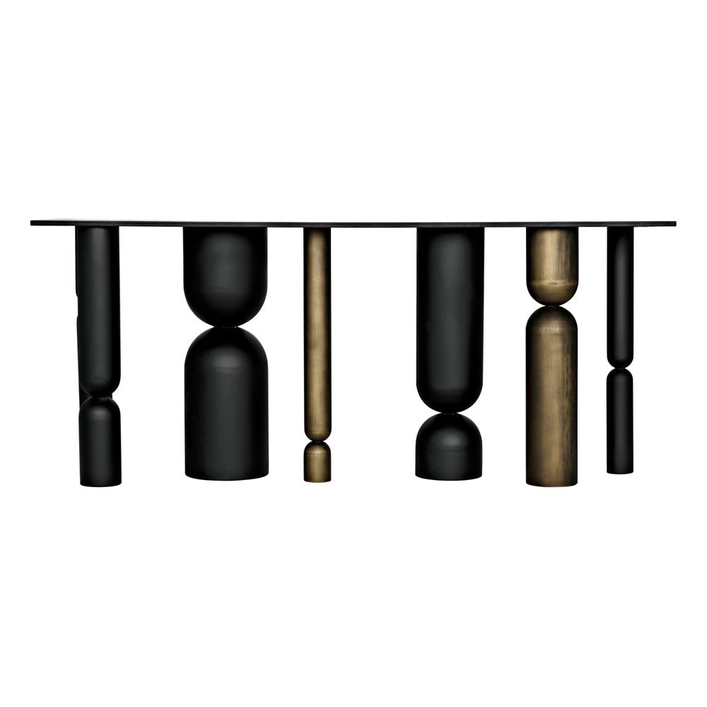 Figaro Console, Black Metal and Aged Brass Finish by NOIR