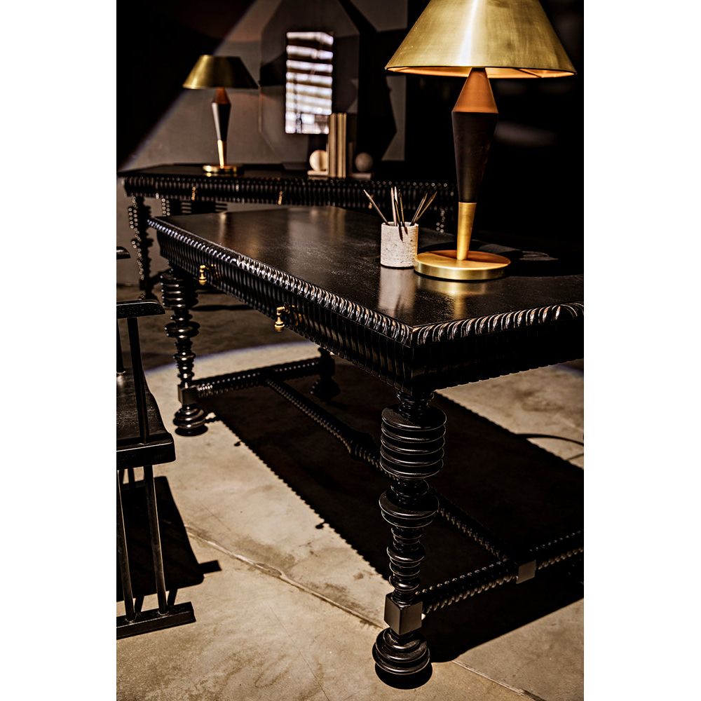 Portuguese Desk, Small, Hand Rubbed Black by NOIR