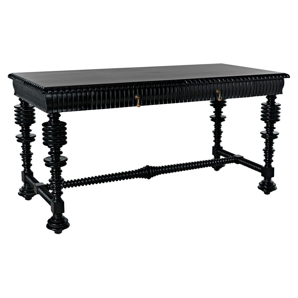 Portuguese Desk, Small, Hand Rubbed Black by NOIR