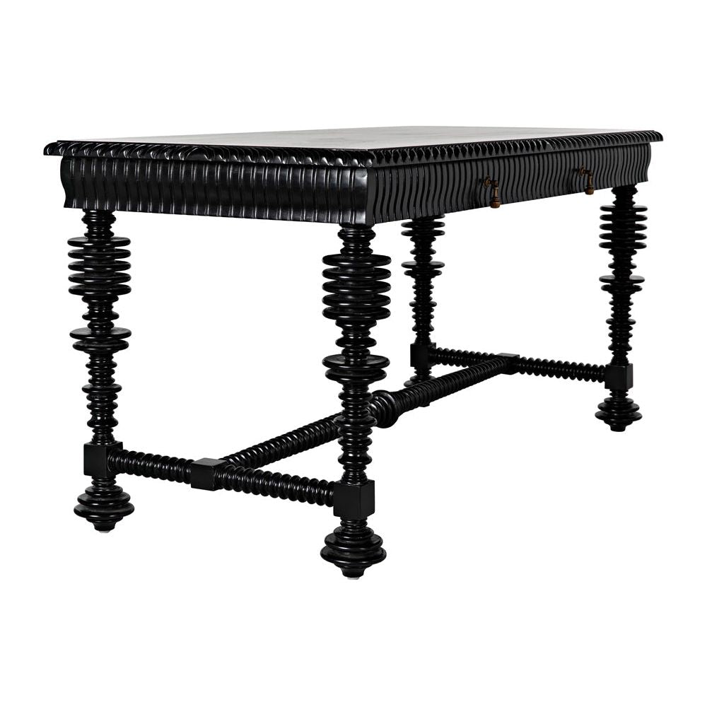 Portuguese Desk, Small, Hand Rubbed Black by NOIR