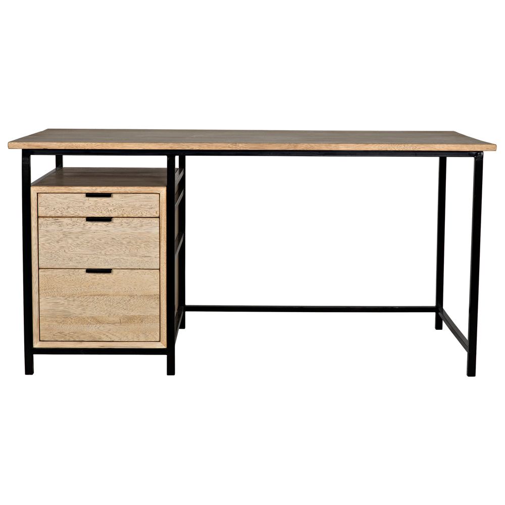 Nabucco Desk, Bleached Walnut and Iron by NOIR