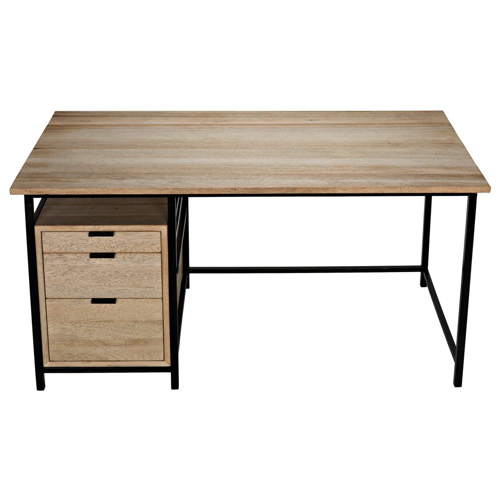 Nabucco Desk, Bleached Walnut and Iron by NOIR