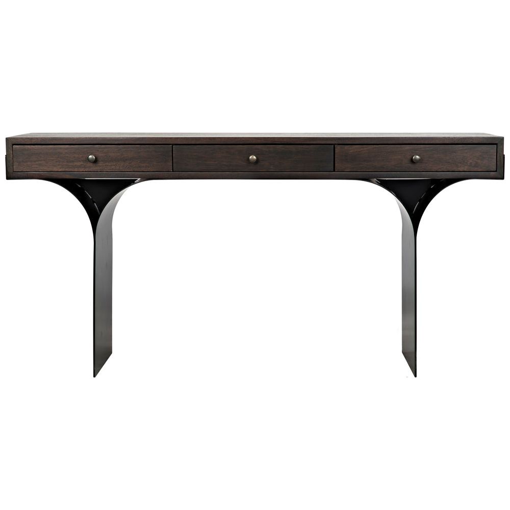 Truss Desk, Ebony Walnut with Iron Legs by NOIR