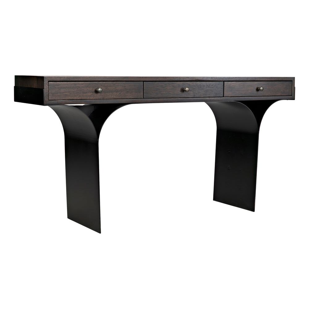 Truss Desk, Ebony Walnut with Iron Legs by NOIR