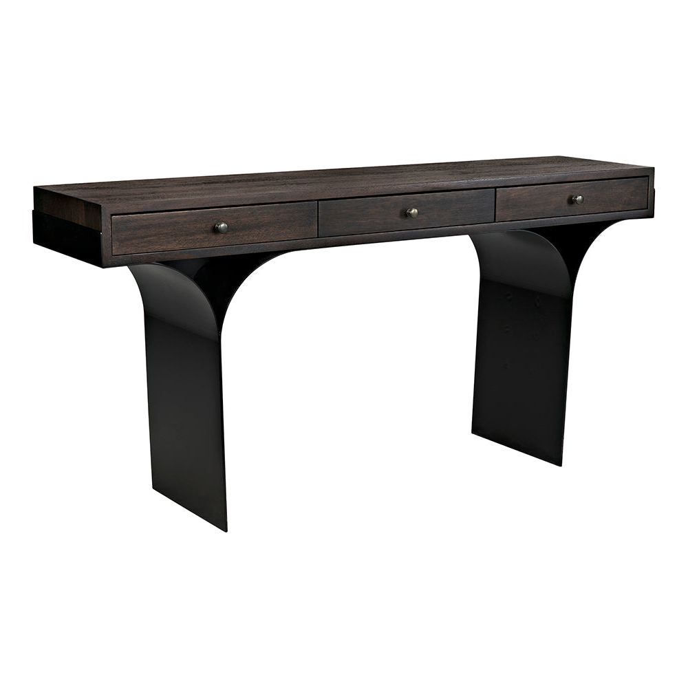 Truss Desk, Ebony Walnut with Iron Legs by NOIR