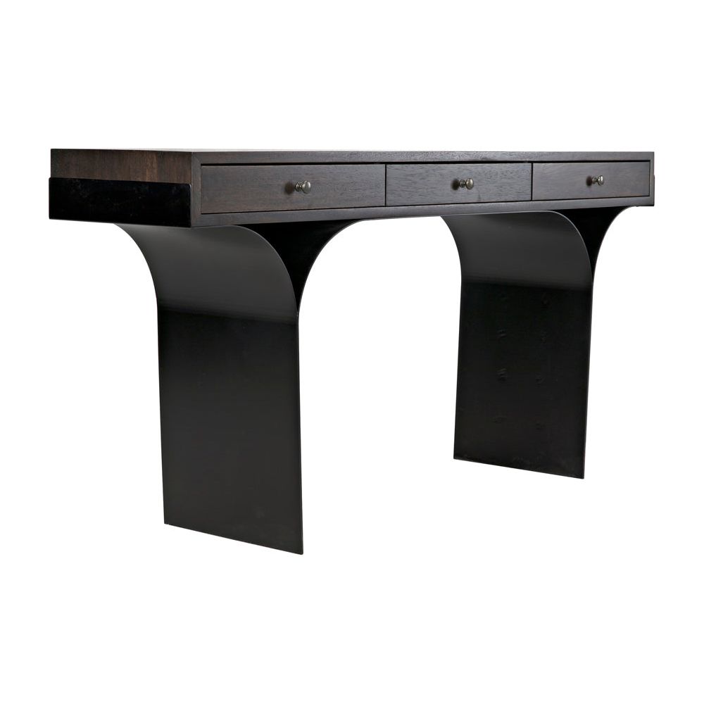 Truss Desk, Ebony Walnut with Iron Legs by NOIR