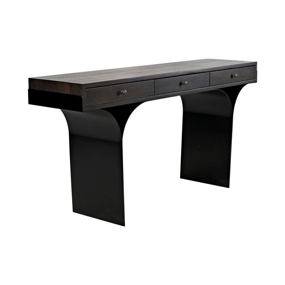Truss Desk, Ebony Walnut with Iron Legs by NOIR