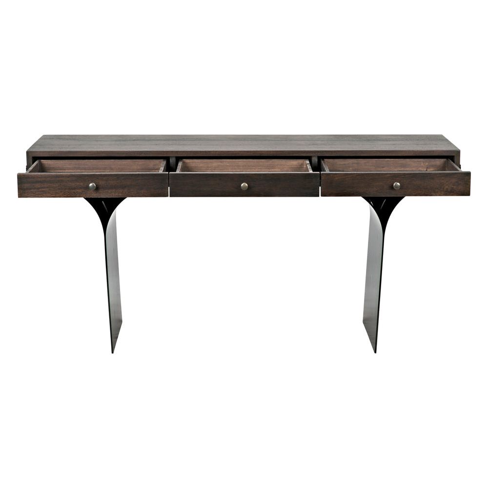 Truss Desk, Ebony Walnut with Iron Legs by NOIR