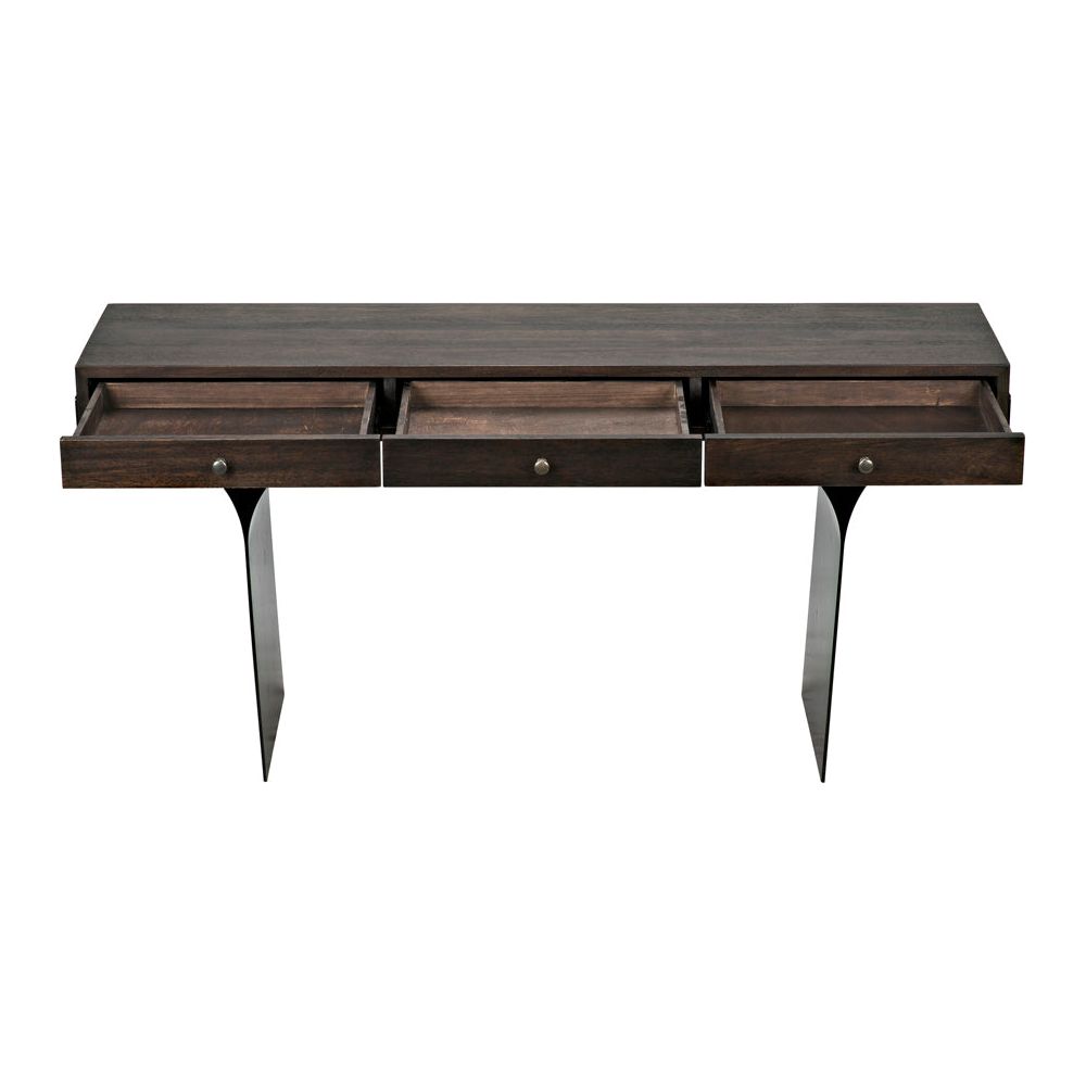 Truss Desk, Ebony Walnut with Iron Legs by NOIR