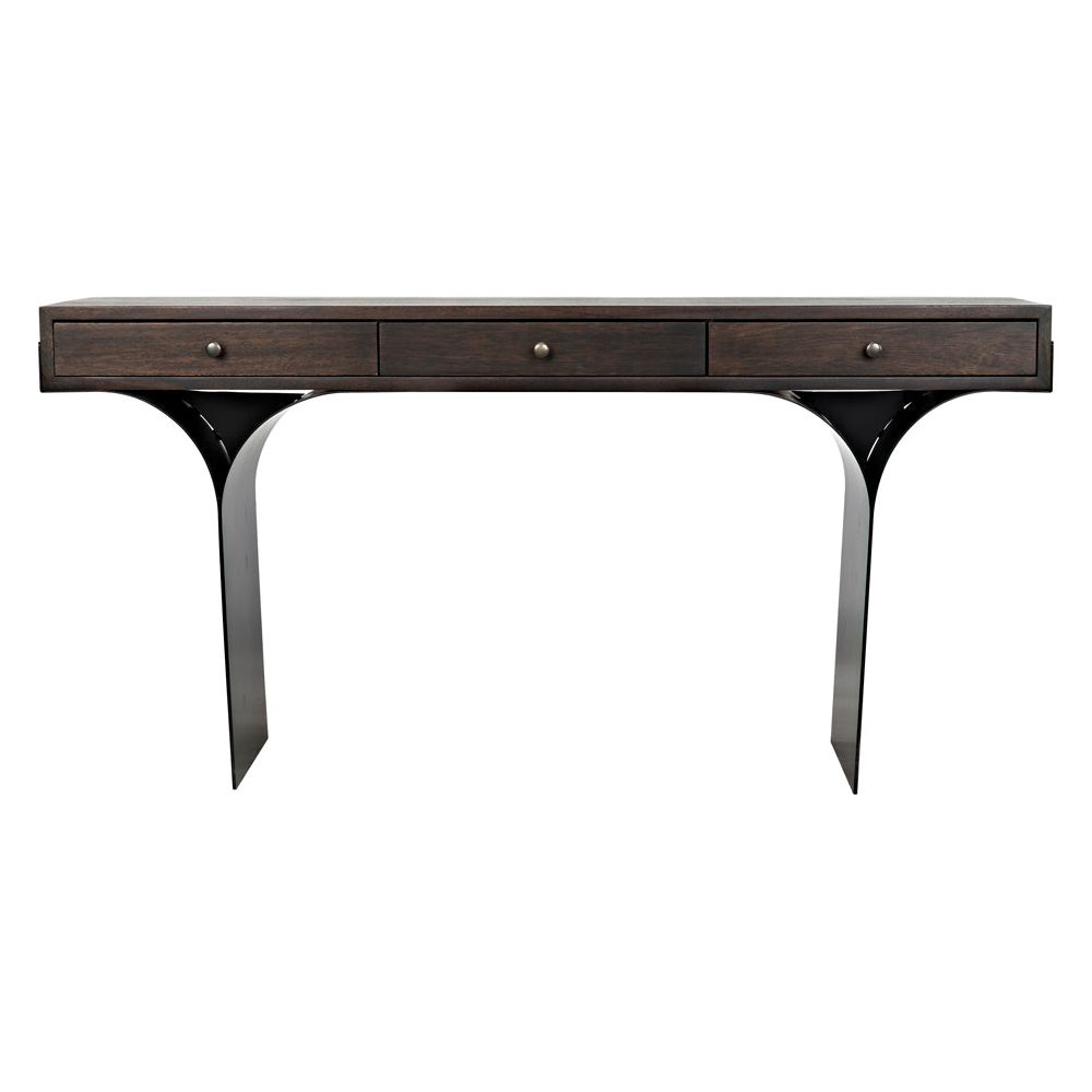 Truss Desk, Ebony Walnut with Iron Legs by NOIR