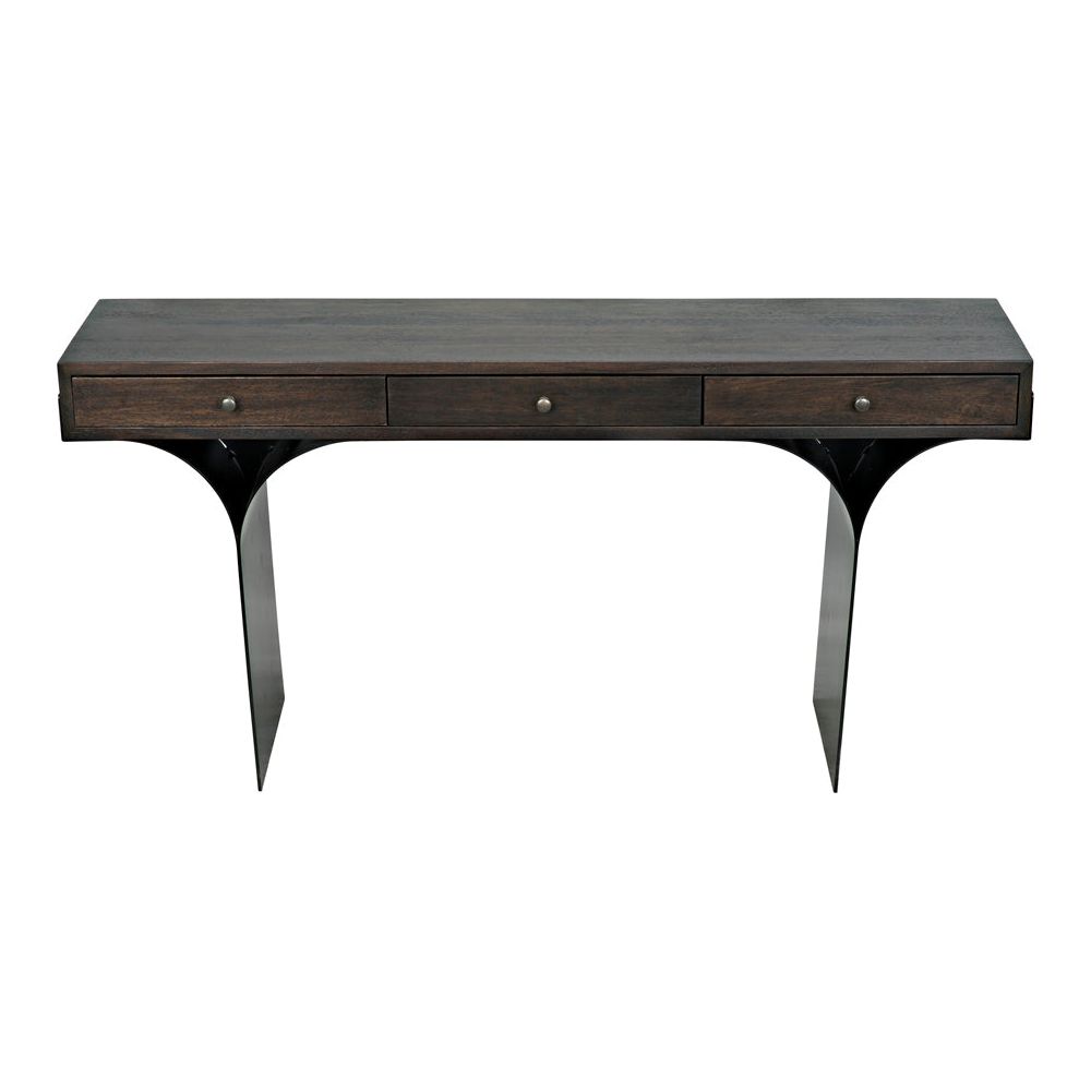 Truss Desk, Ebony Walnut with Iron Legs by NOIR