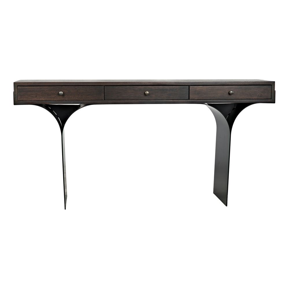 Truss Desk, Ebony Walnut with Iron Legs by NOIR