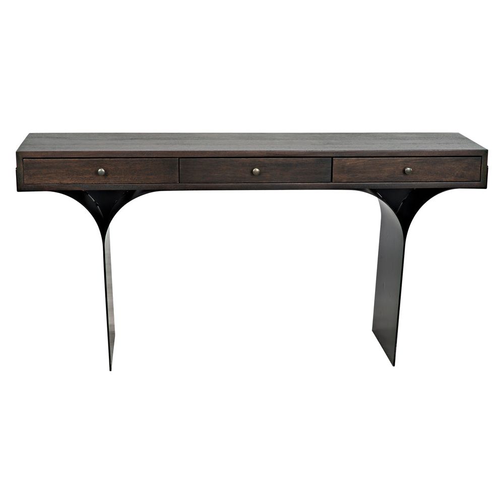 Truss Desk, Ebony Walnut with Iron Legs by NOIR