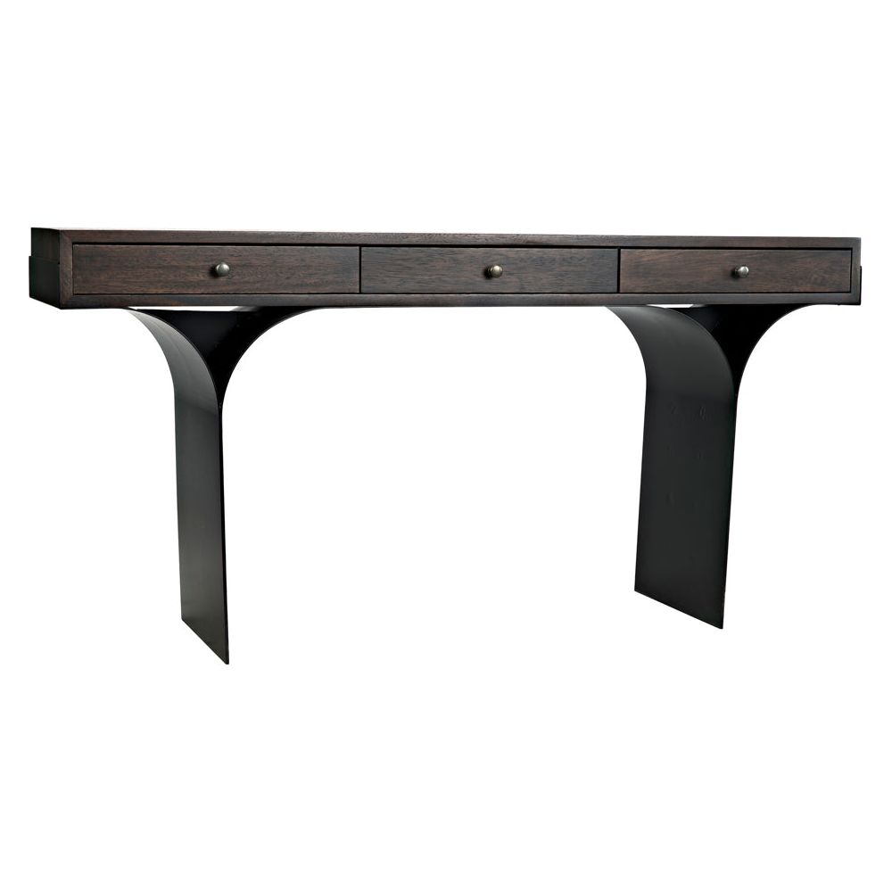 Truss Desk, Ebony Walnut with Iron Legs by NOIR
