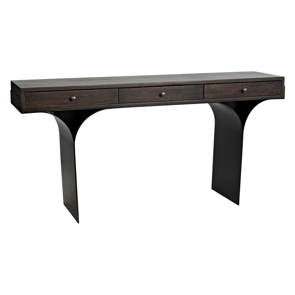 Truss Desk, Ebony Walnut with Iron Legs by NOIR
