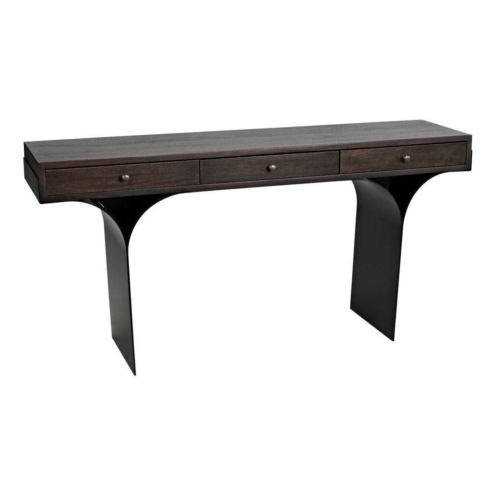 Truss Desk, Ebony Walnut with Iron Legs by NOIR