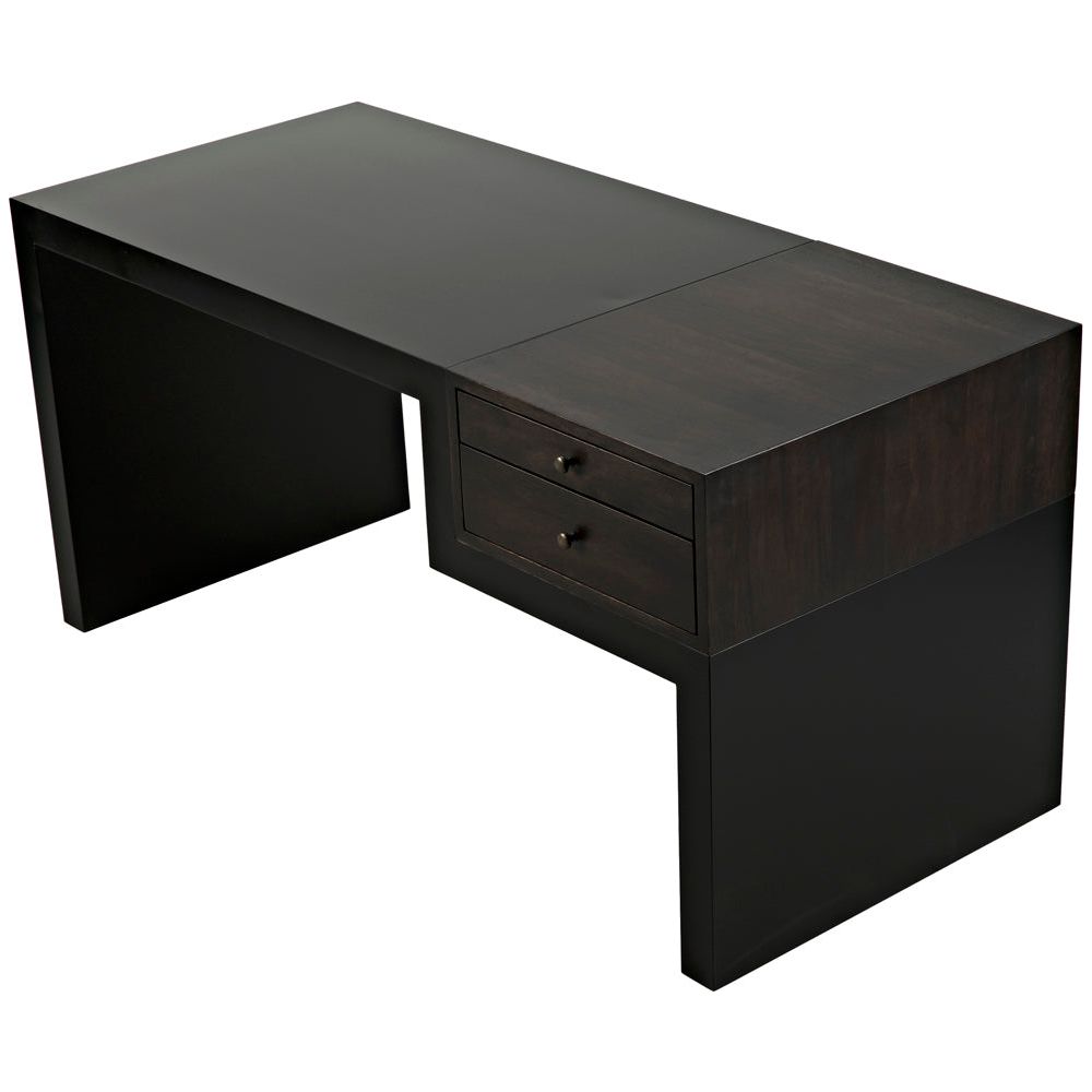 Alvaro Desk, Black Iron with Ebony Walnut by NOIR