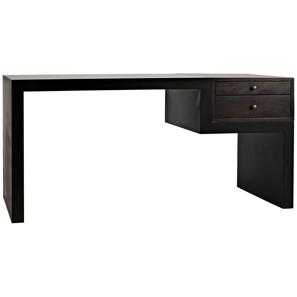 Alvaro Desk, Black Iron with Ebony Walnut by NOIR