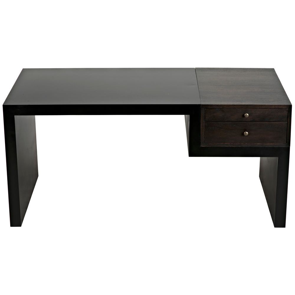 Alvaro Desk, Black Iron with Ebony Walnut by NOIR
