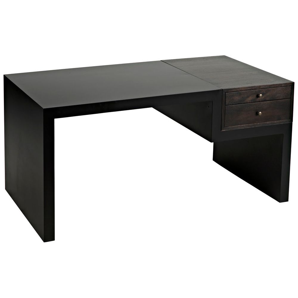 Alvaro Desk, Black Iron with Ebony Walnut by NOIR