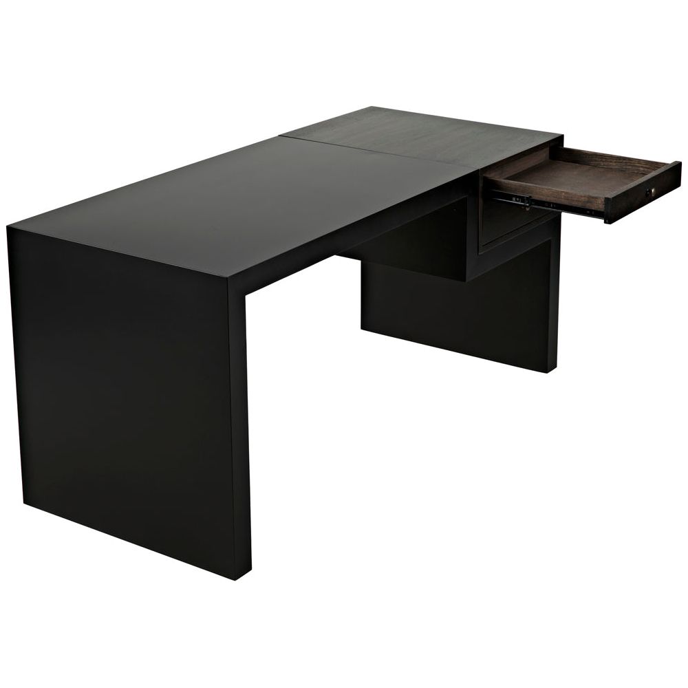 Alvaro Desk, Black Iron with Ebony Walnut by NOIR