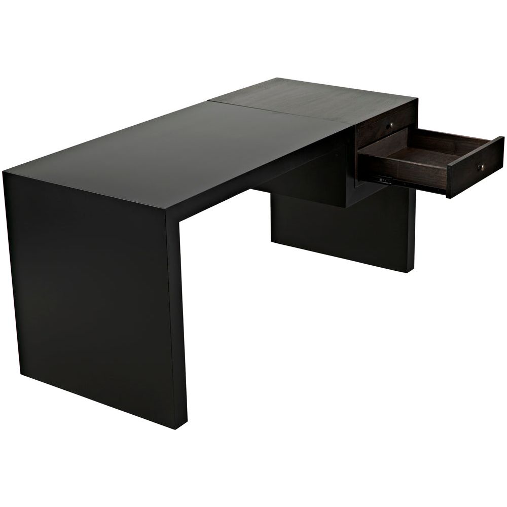 Alvaro Desk, Black Iron with Ebony Walnut by NOIR