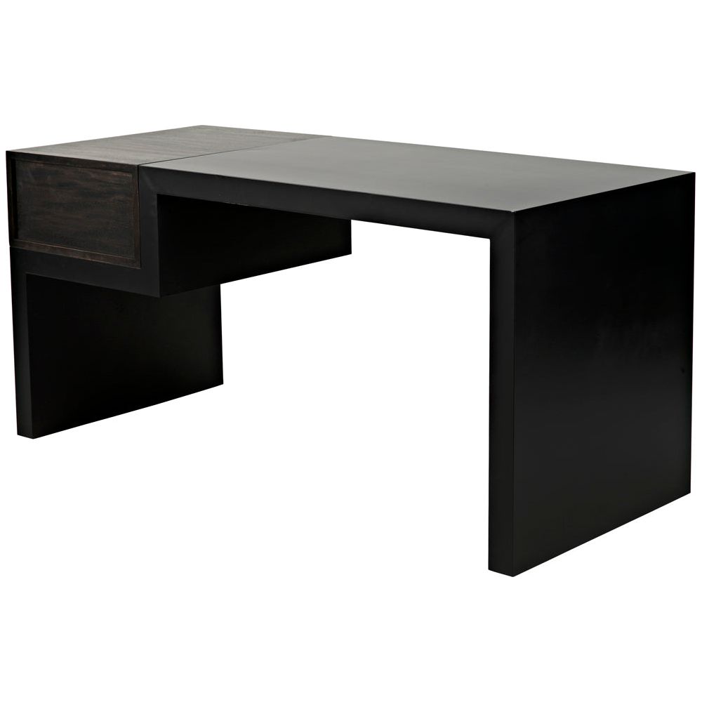 Alvaro Desk, Black Iron with Ebony Walnut by NOIR