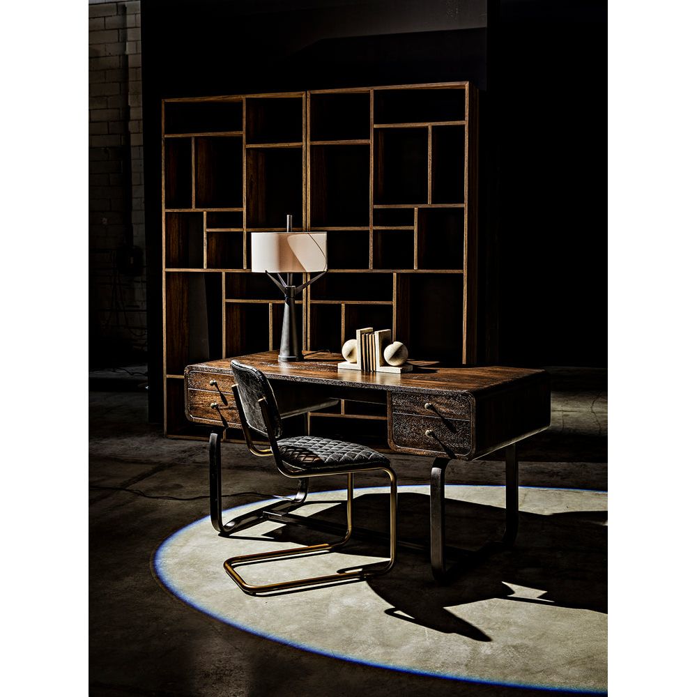Voltes Desk, Ebony Walnut with Black Iron by NOIR