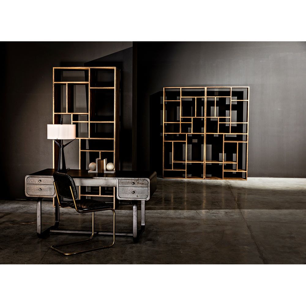 Voltes Desk, Ebony Walnut with Black Iron by NOIR