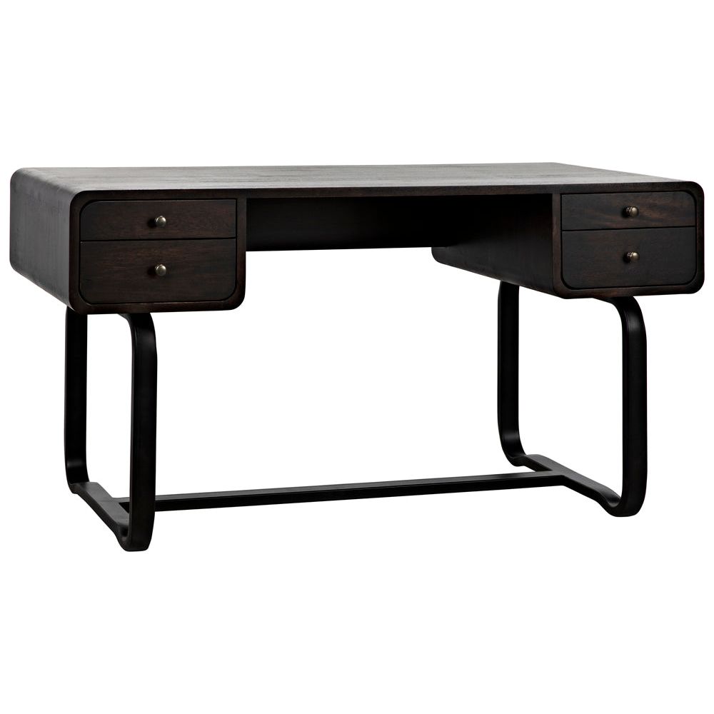 Voltes Desk, Ebony Walnut with Black Iron by NOIR