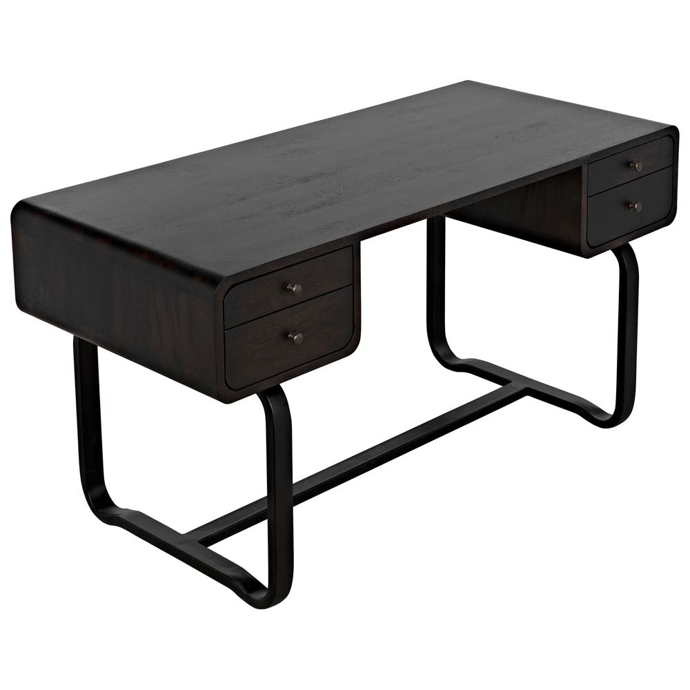 Voltes Desk, Ebony Walnut with Black Iron by NOIR