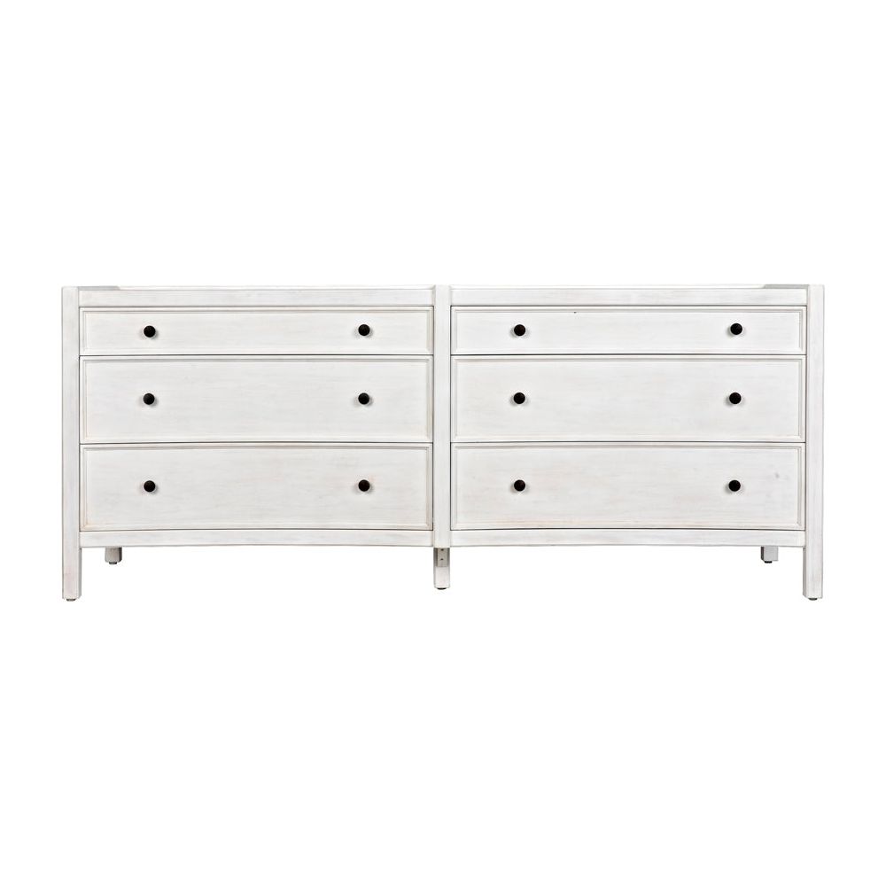 Hampton 6 Drawer Dresser, White Wash by NOIR