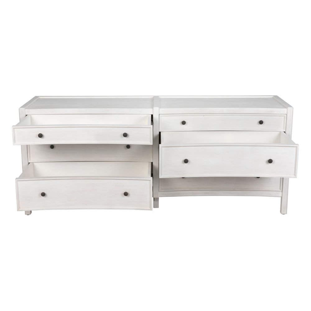 Hampton 6 Drawer Dresser, White Wash by NOIR
