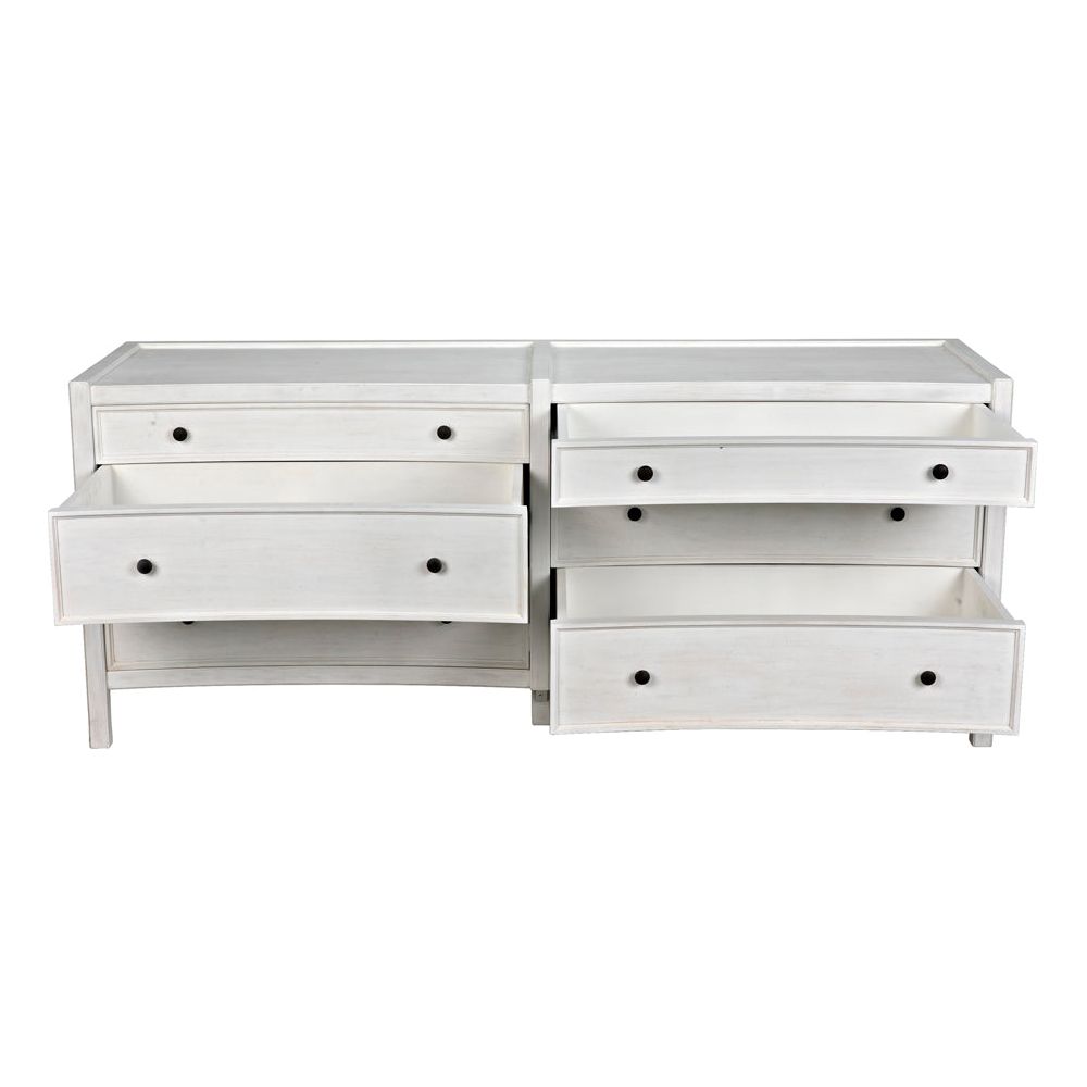 Hampton 6 Drawer Dresser, White Wash by NOIR