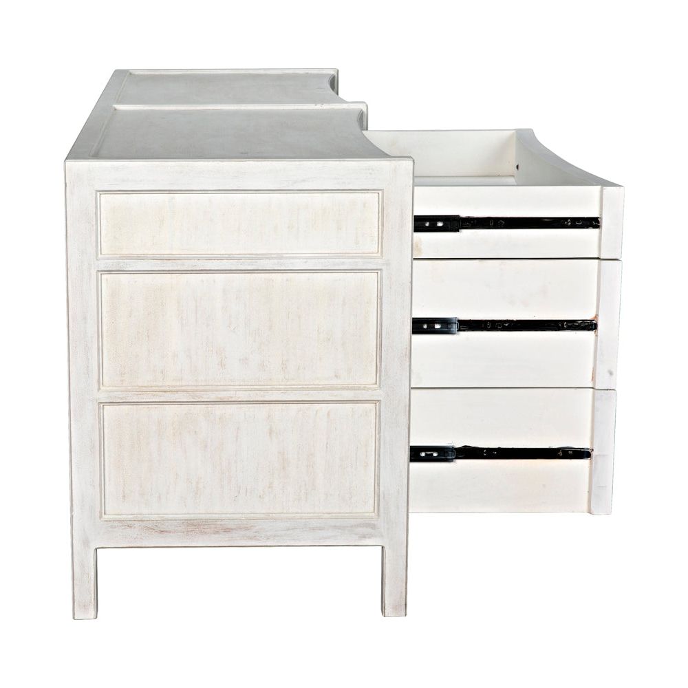 Hampton 6 Drawer Dresser, White Wash by NOIR