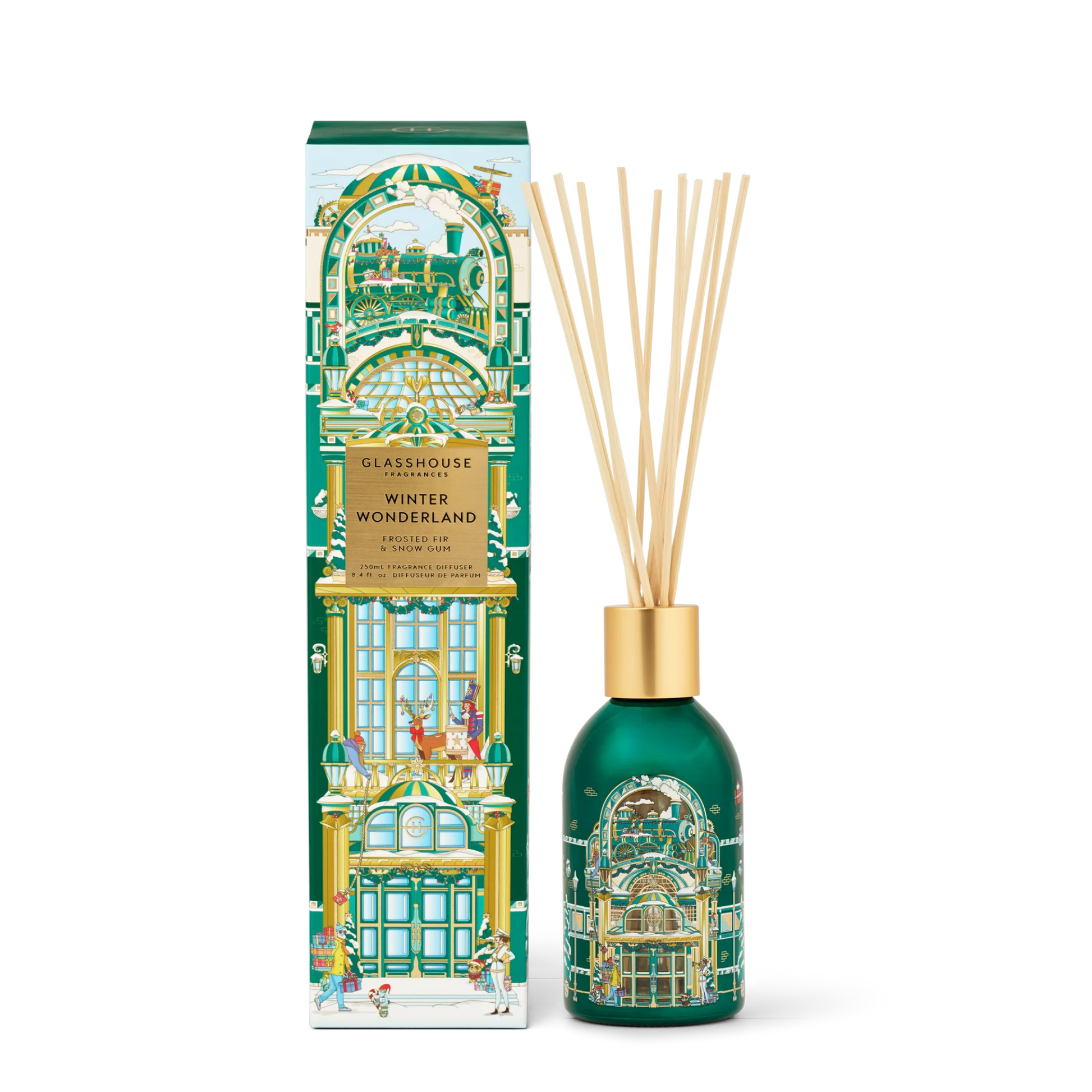 Glasshouse Fragrances Winter Wonderland Diffuser – Frosted Fir & Snow Gum 8.4 fl oz by Glasshouse Fragrances