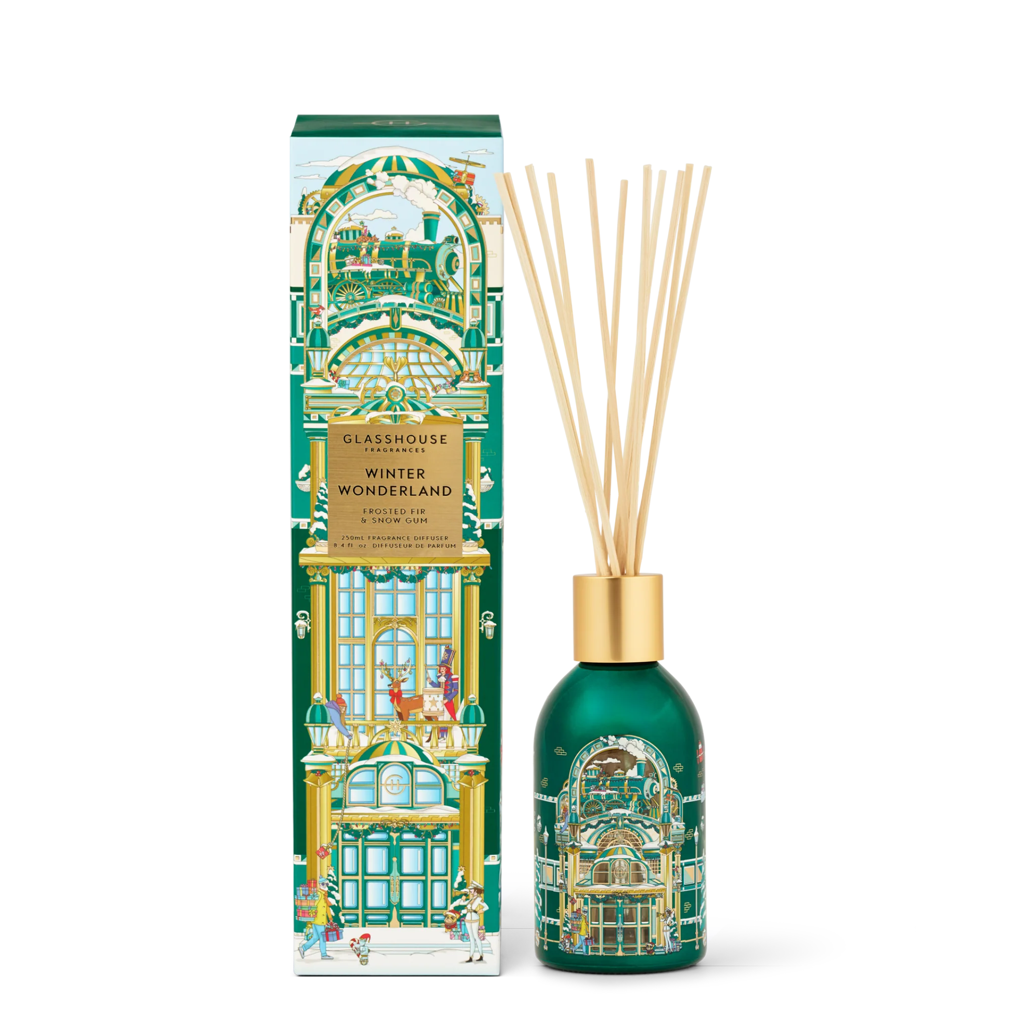 Glasshouse Fragrances Winter Wonderland Diffuser – Frosted Fir & Snow Gum 8.4 fl oz by Glasshouse Fragrances