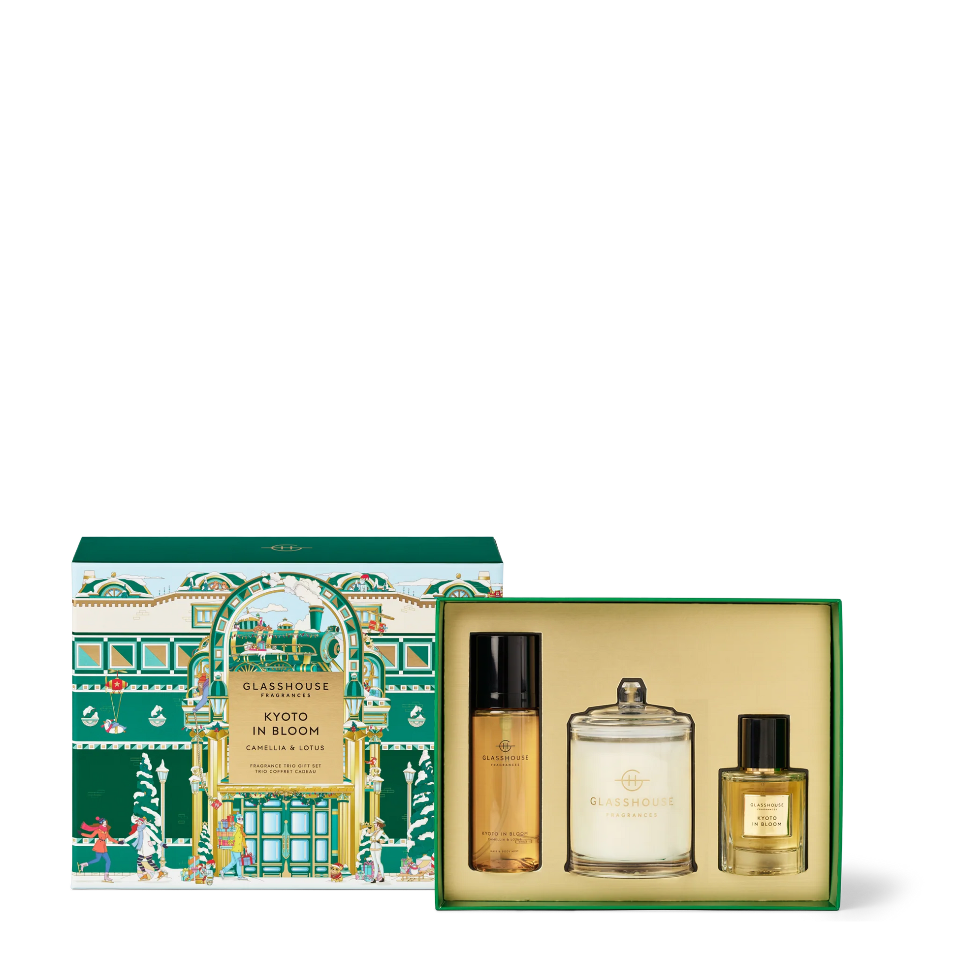 Kyoto in Bloom Camellia & Lotus – Fragrance Trio Gift Set by Glasshouse Fragrances