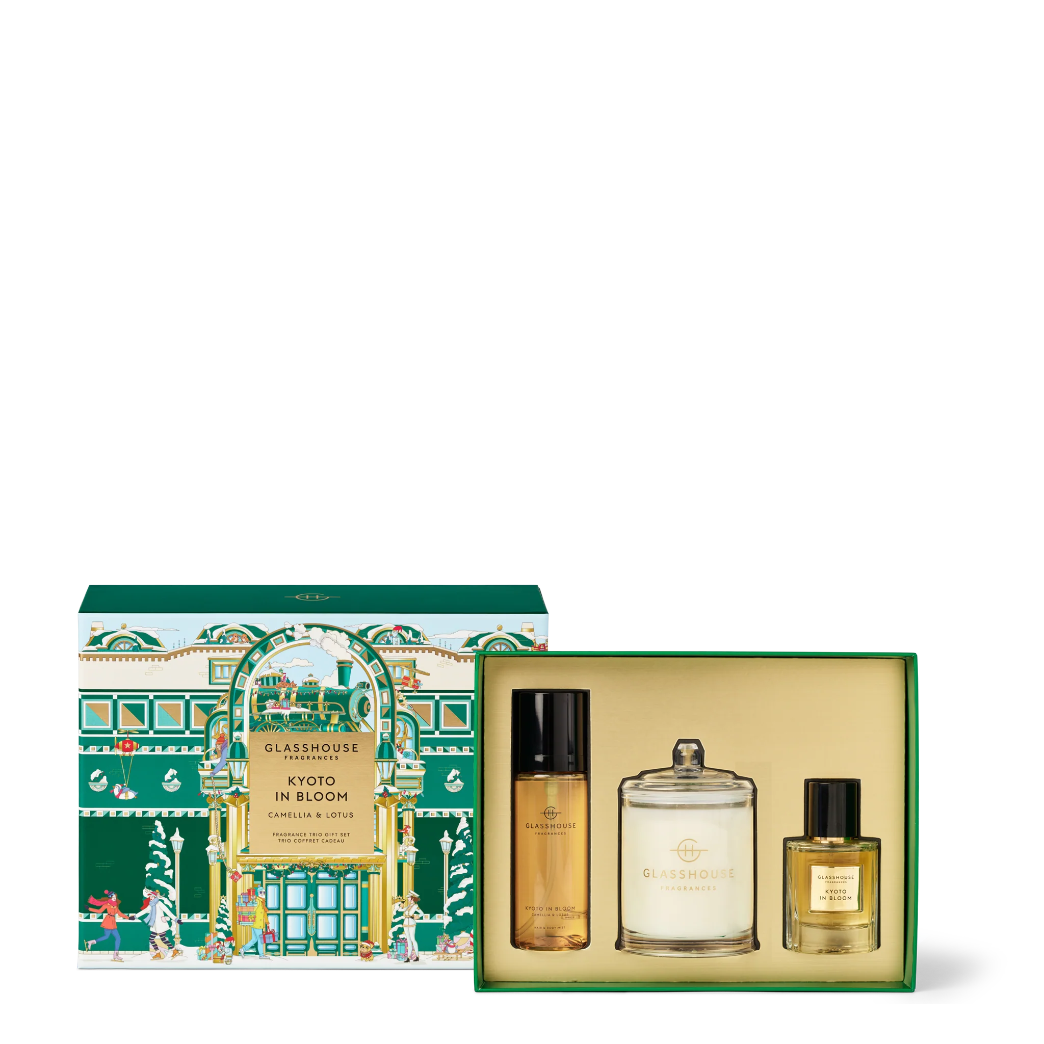 Kyoto in Bloom Camellia & Lotus – Fragrance Trio Gift Set by Glasshouse Fragrances