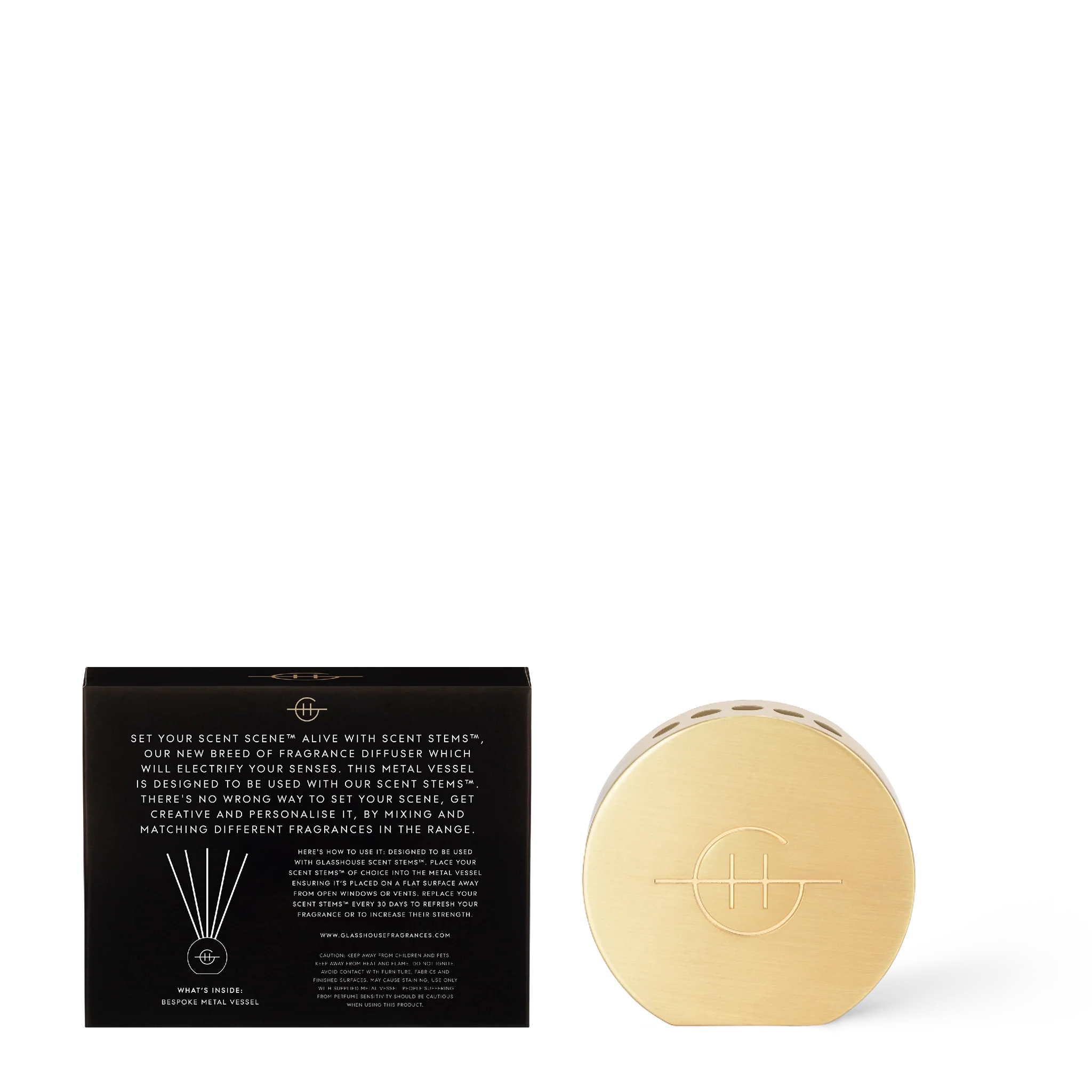 Scent Scene™ Metal Vessel – Gold by Glasshouse Fragrances